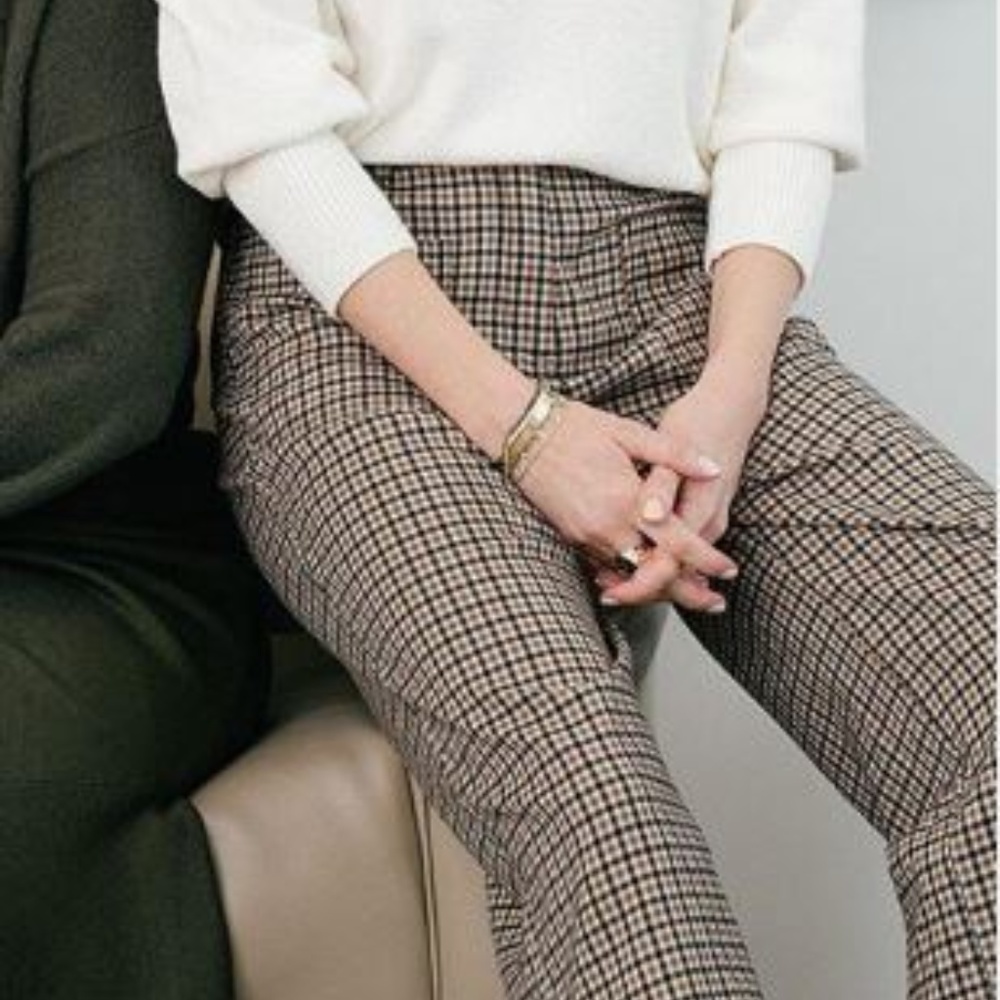 Who What Wear plaid wide leg cropped suiting pants